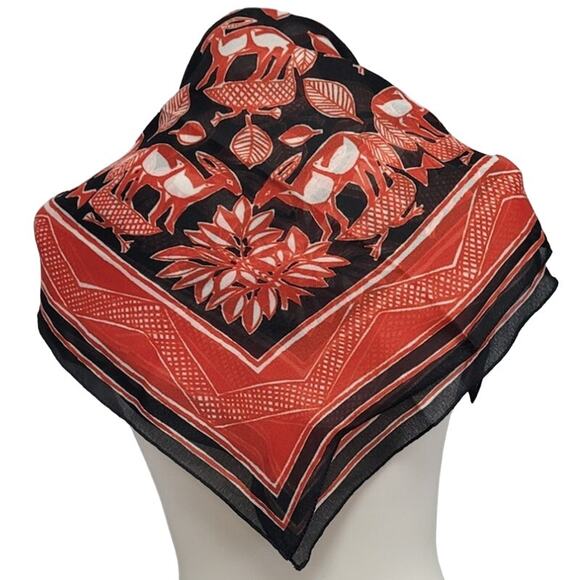 Vintage Jim Renoir Artistic Gazelle Bird Geese African Inspired Fashion Scarf - Picture 4 of 5